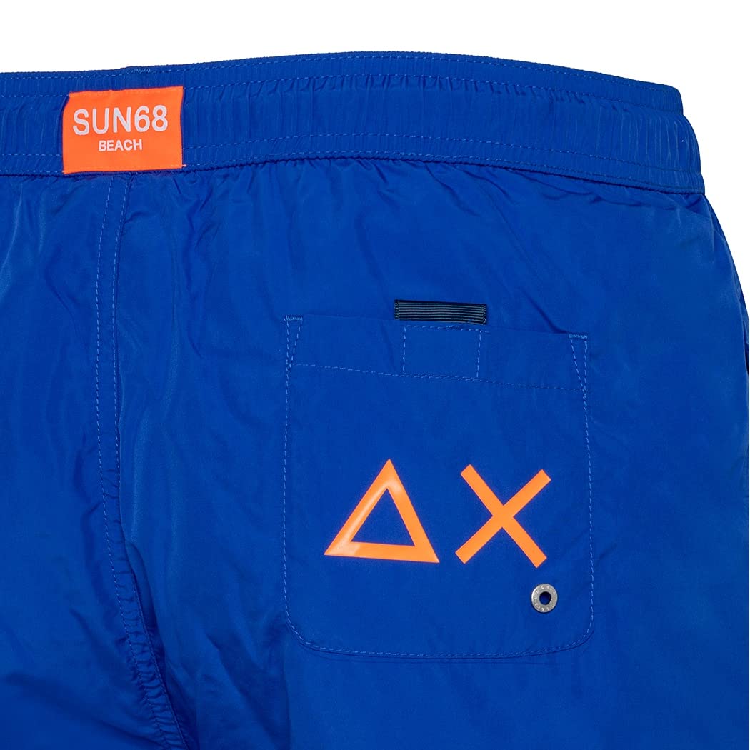 Sun68 Uomo Swim Pant With Macro Logo On Front H32103 58 Col.Royal L/Royal