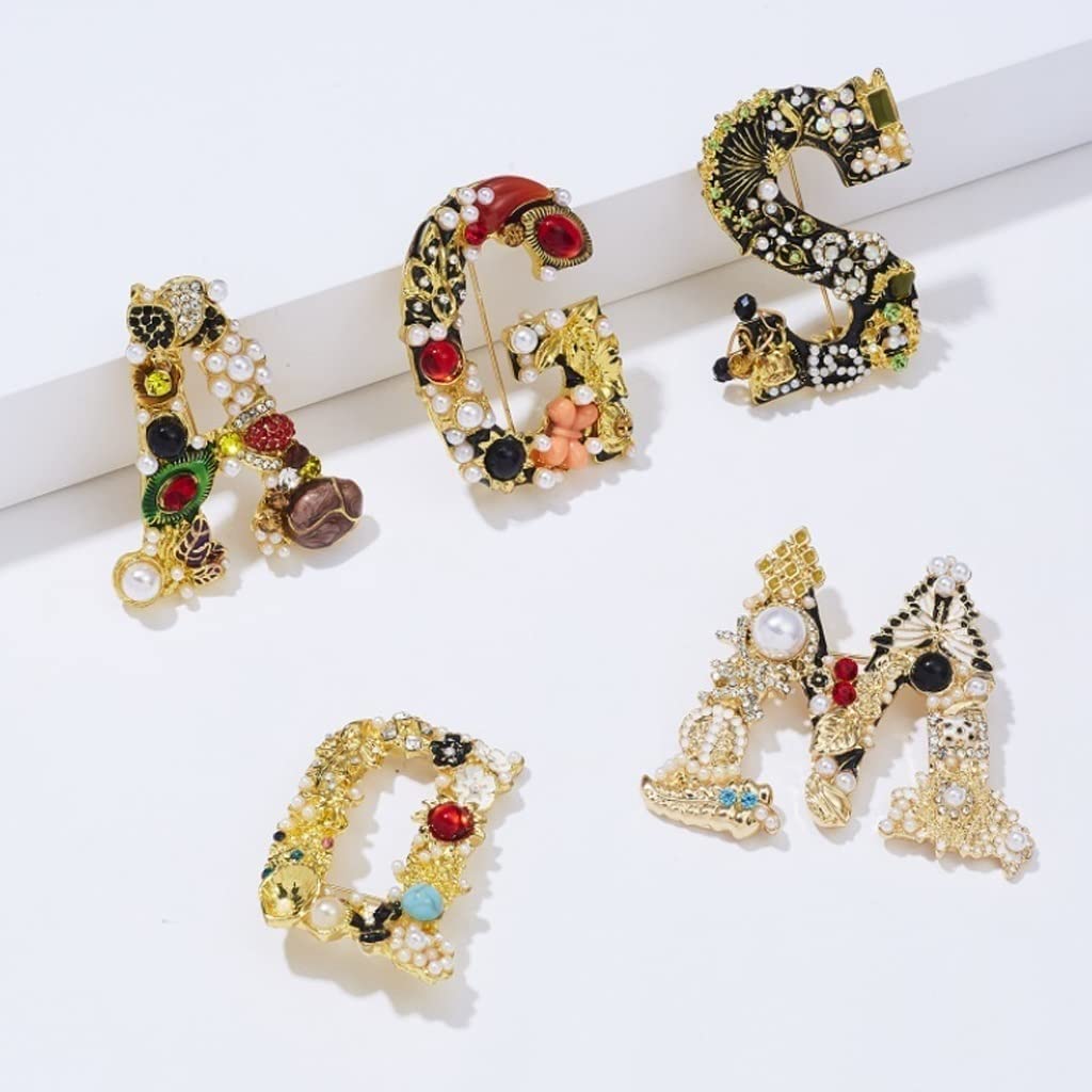 Broschen, Party-Brosche, Broschen, Kristall-Alphabet-Brosche für Damen, Vintage-Strass-Buchstabe, Emaille, Kristall-Brosche, Anfangsnadeln, Hochzeit, Schmuck, Dekoration, Geschenke, Broschen, Ansteck