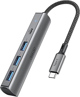 USB C Hub, SAILLIN 4 in 1 USB C Multiport Adapter Hub with 3 USB 3.0 Port, 100W Power Delivery, Aluminum Shell USB C/Thunderbolt 3 to USB 3.0 Adapter for MacBook Pro/Air, iPad Pro, XPS, and More