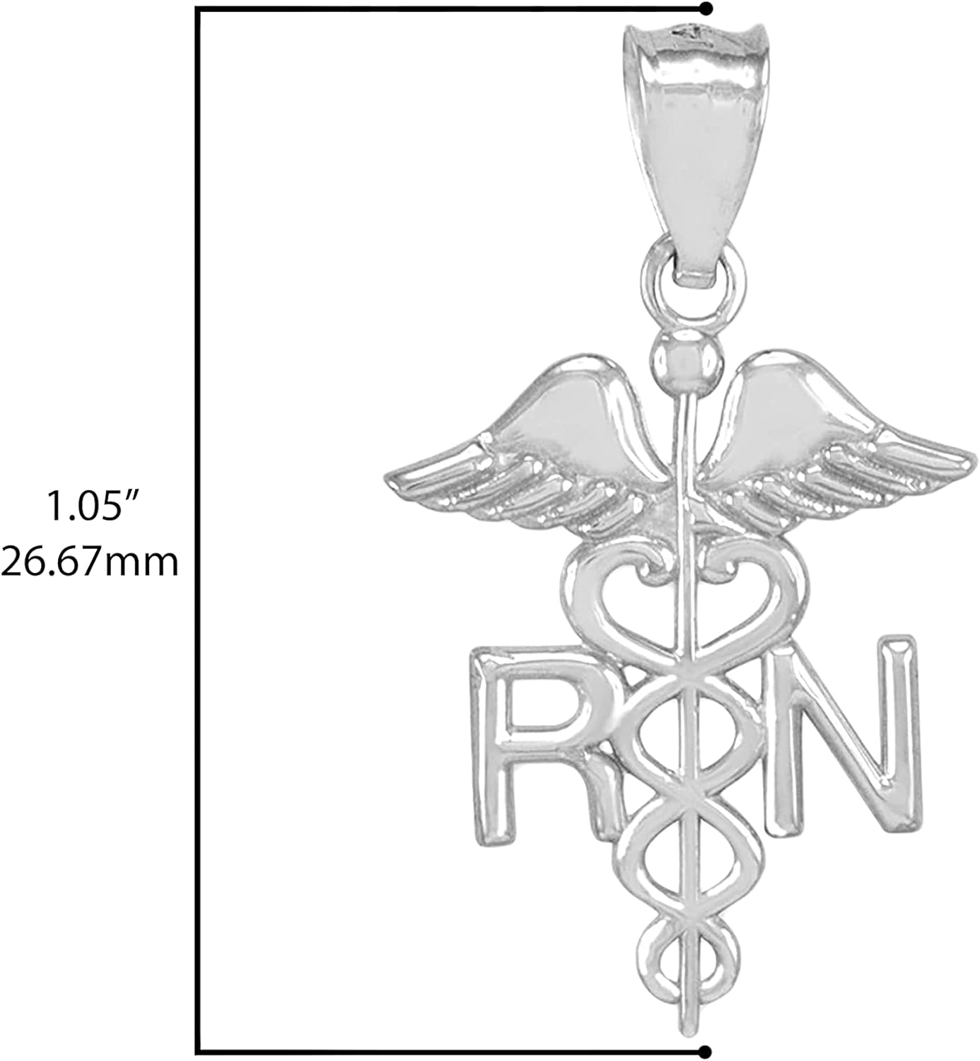 Claddagh Gold 925 Sterling Silver Caduceus RN Charm Registered Nurse Pendant Necklace - Image 3