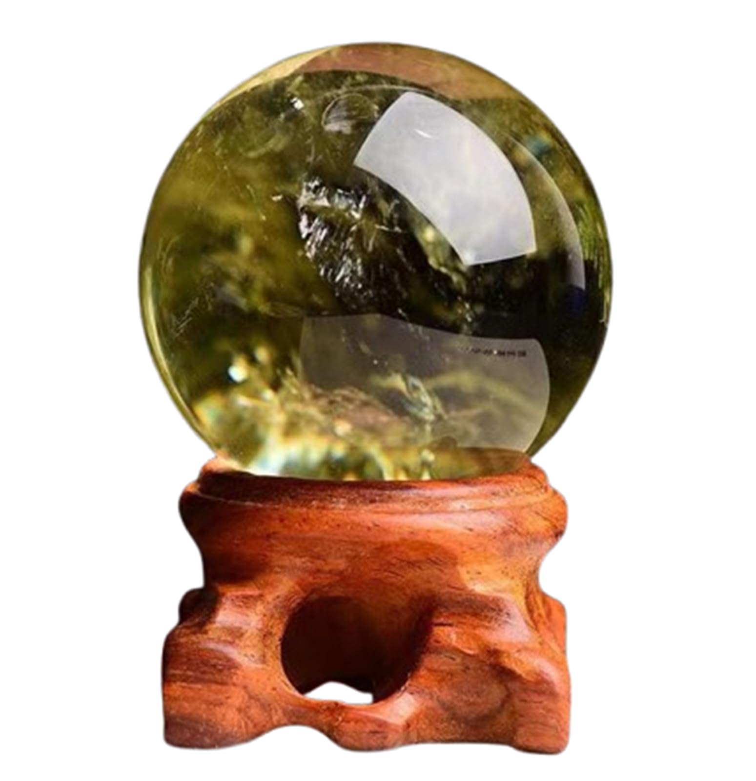 CYVXCPPGI Raw Citrine Crystal Sphere with Stand - Polished Crystal Ball for Wealth, Abundance, and Success, Feng Shui Office Home Decor, Stone,85mm
