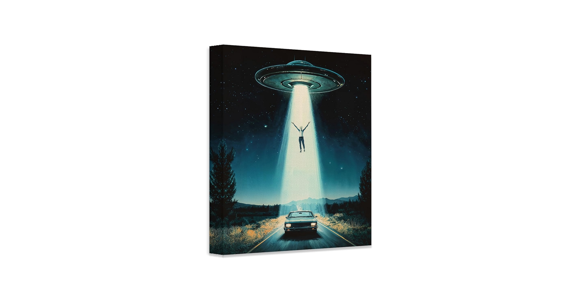 絵画 UFO Amazon.com: Retro UFO Alien Abduction Painting 16x20 Canvas