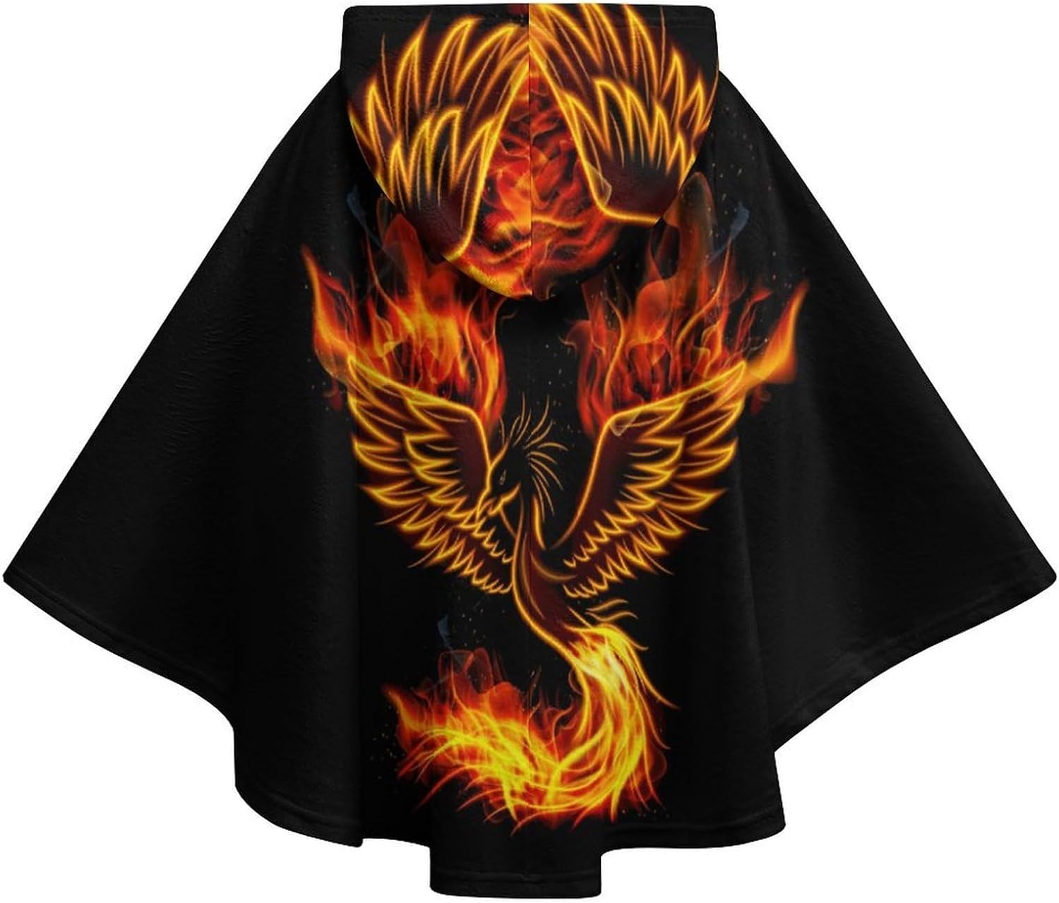 Flaming Phoenixes Bird Wearable Blanket with Hooded Flannel Blankets Cape with Pocket