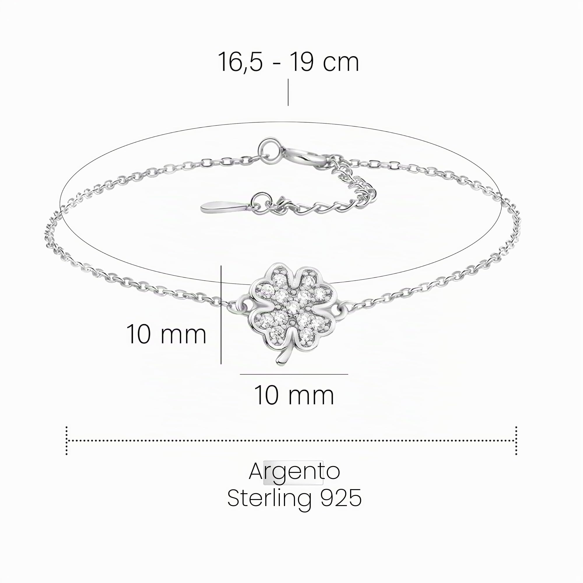 Sofia Milani - Bracciale da Donna in Argento 925 - con Pietra Zircone - Ciondolo a Quadrifoglio - 30065