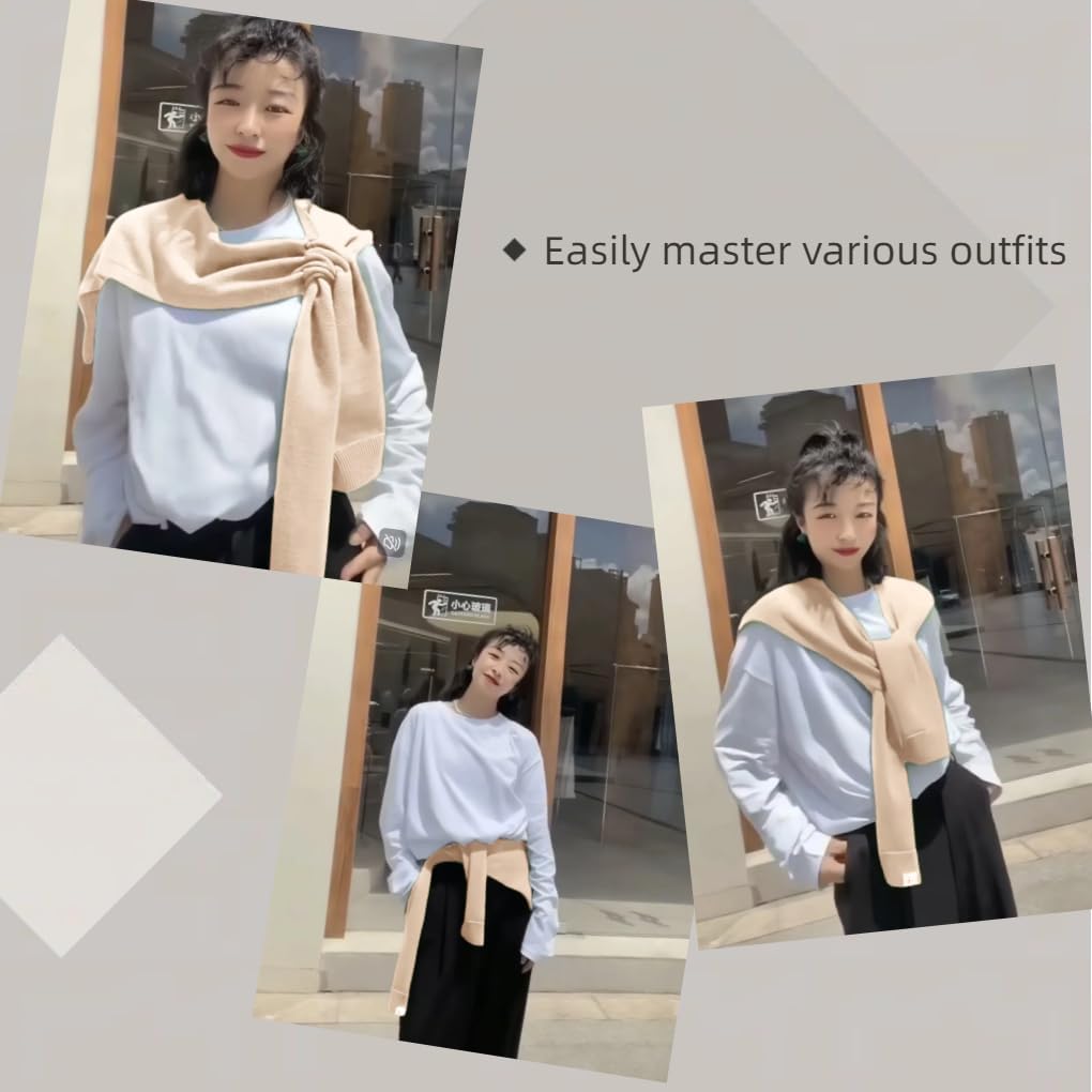 Sweater Shawl Wraps for Women Fashion Knitted Shoulder Shawls Ponchos Casual Sweaters Scarf Cape Wraps with Sleeves - Image 4