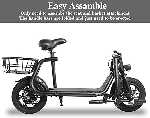 Vista 5 de SEHOMY Folding Electric Scooter with Seat for Adults, 15.5MPH, 20-Mile Range, 36V Battery, 12" Pneumatic Tire, Portable 450W Electric Scooters