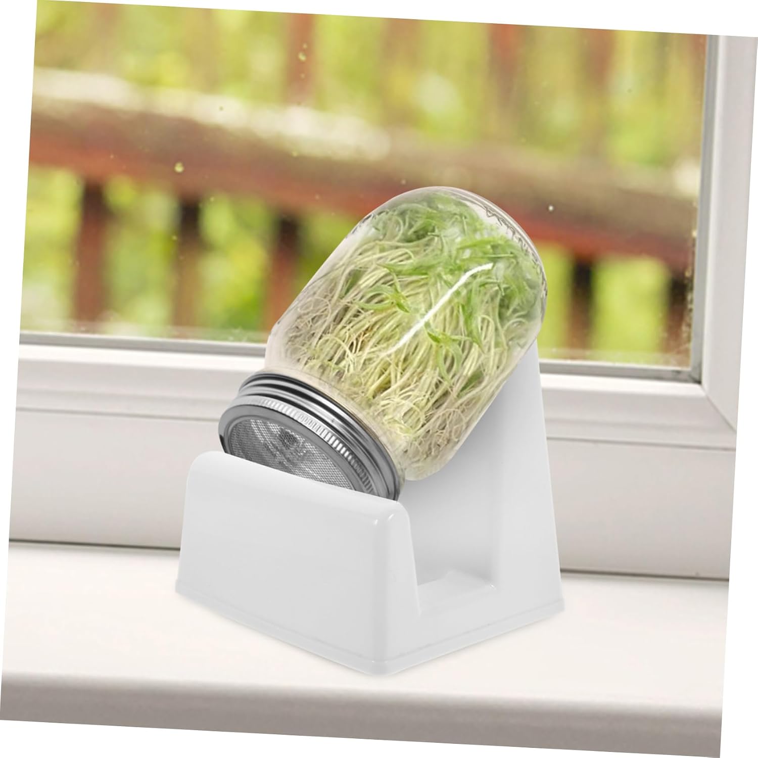 2pcs Reusable Sprouting Jar Stand Elegant White Sprouting Accessory for Mason Jars Drainage Design for Efficient Material Stylish Kitchen Storage