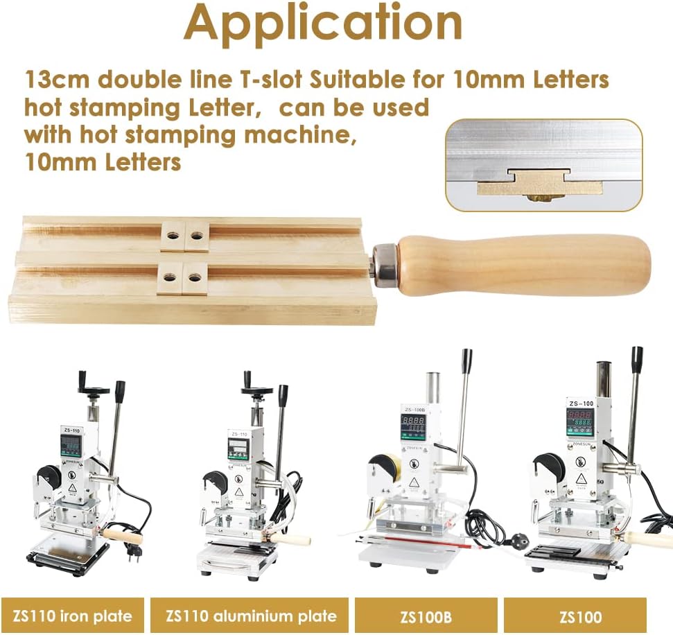 ZONEPACK Hot Stamping Machine Brass Letters 2/3 Line 10mm Letter T-Slot Alphabet Symbol Number Holder (2 Lines T-Slot for 10mm lettter)