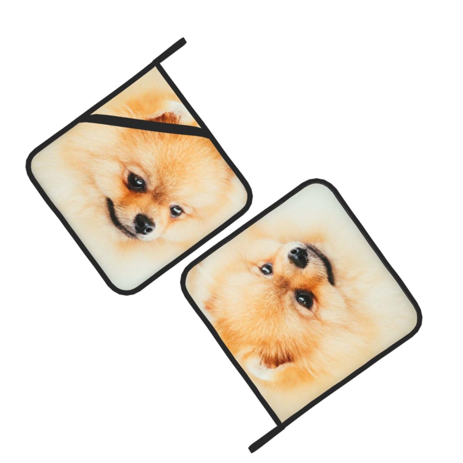 Yellow pomeranian Printed Oven Pot Holders Set of 2 Pcs Heat Resistant Kitchen Microwave Potholders for Cooking Baking Grilling