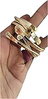 Vista 1 de Beaditwearitloveit Brass Cuff Bracelets Set, African Brass Bangles For Women, Hammered Ends Stacking Bracelets, Boho Tribal Cultural Jewelry