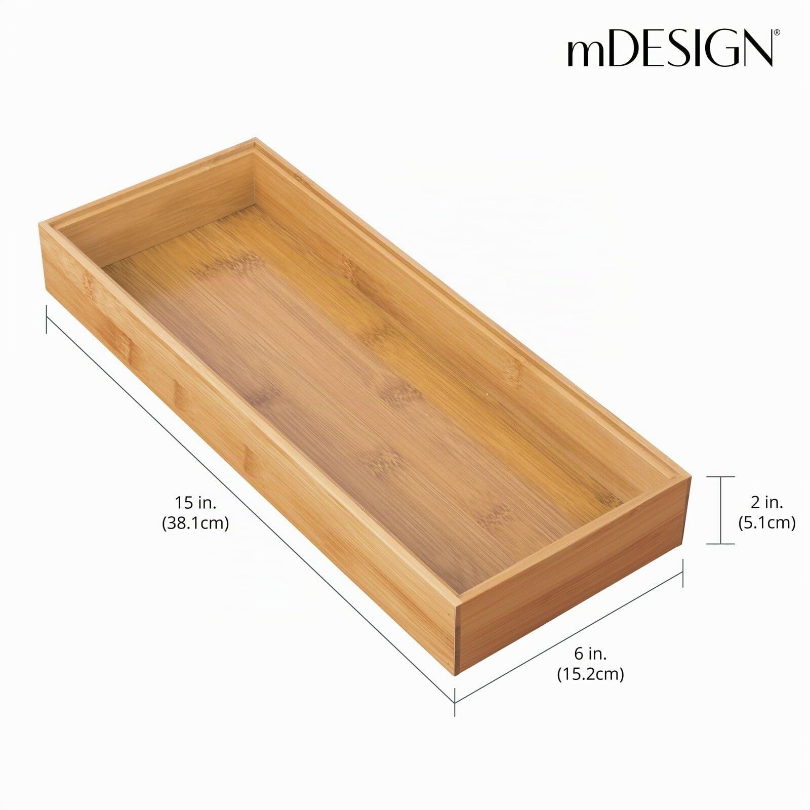 mDesign Aufbewahrungsbox für den Schreibtisch – vielseitige Schubladenbox aus Holz – stapelbarer Schubladen Organizer für Schreibwaren und Bürobedarf – 6er-Set – naturfarben