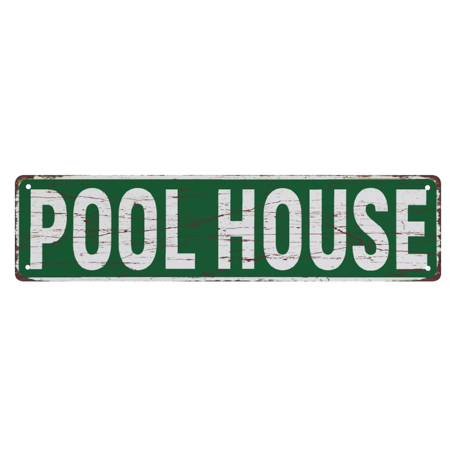 Peiyeety A003 Vintage Metal Tin Sign Decorative Wall Art For Home, Pool House, Rustic Style, Pool House Themed Street Sign, Durable Waterproof Rustproof, Easy To Mount, 4X16 Inch