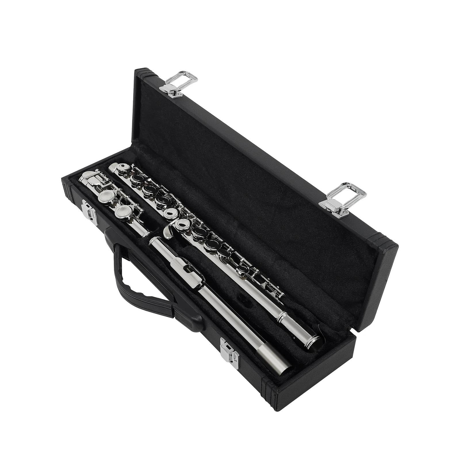 Querflöte Anfänger 16 Geschlossene Offene Löcher C-Taste Professionelles Querflöten-Konzertmusikinstrument Mit Box-Tuch-Stick-Handschuhen