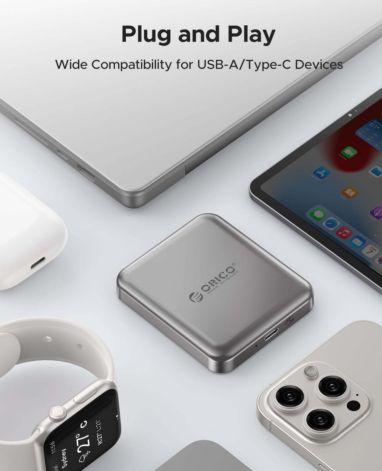 ORICO 2 TB Magnetic External SSD, 4K ProRes HDR Record and Store, 2000MB/s Stable Transmission and Storage, Portable Solid State Drive, Compatible with Smartphone, Tablet, Computer- A20PLUS