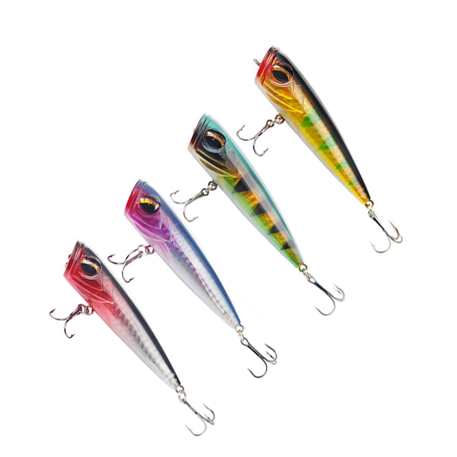4 Pcs Fishing Lure Set Baits Kit Wobbler Crankbaits Popper Lures for Saltwater Freshwater Trout Bass Salmon Fishing Super Long Throw Wave Climbing Plastic Bionic Lure Bait