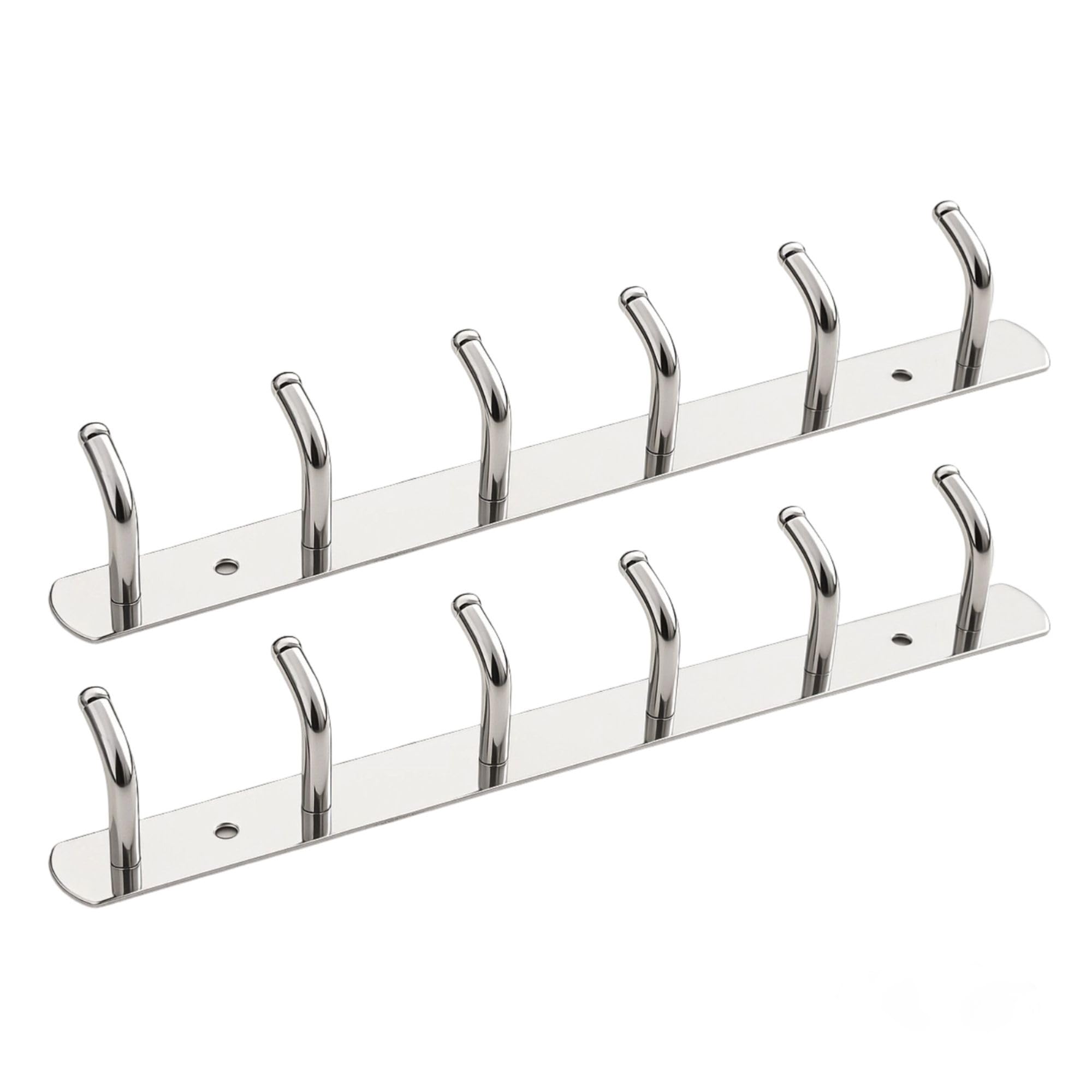 Stainless Steel 6 Pin Door Hanger Hooks | Bathroom Robe Towel Hooks | Wall Hook Rail for Keys, Clothes | Durable Steel Hook for Bedroom Entryway Organization (Pack of 2)-image-43