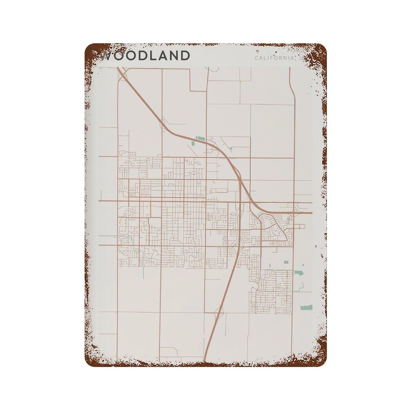 xiaoxiaoshen Woodland Map California Travel Gift Farmhouse Decor Dorm Wall Decor Art Metal Tin Poster Modern Home Decor Art Home Bar Shop Decorations Vintage Sign 40x30cm