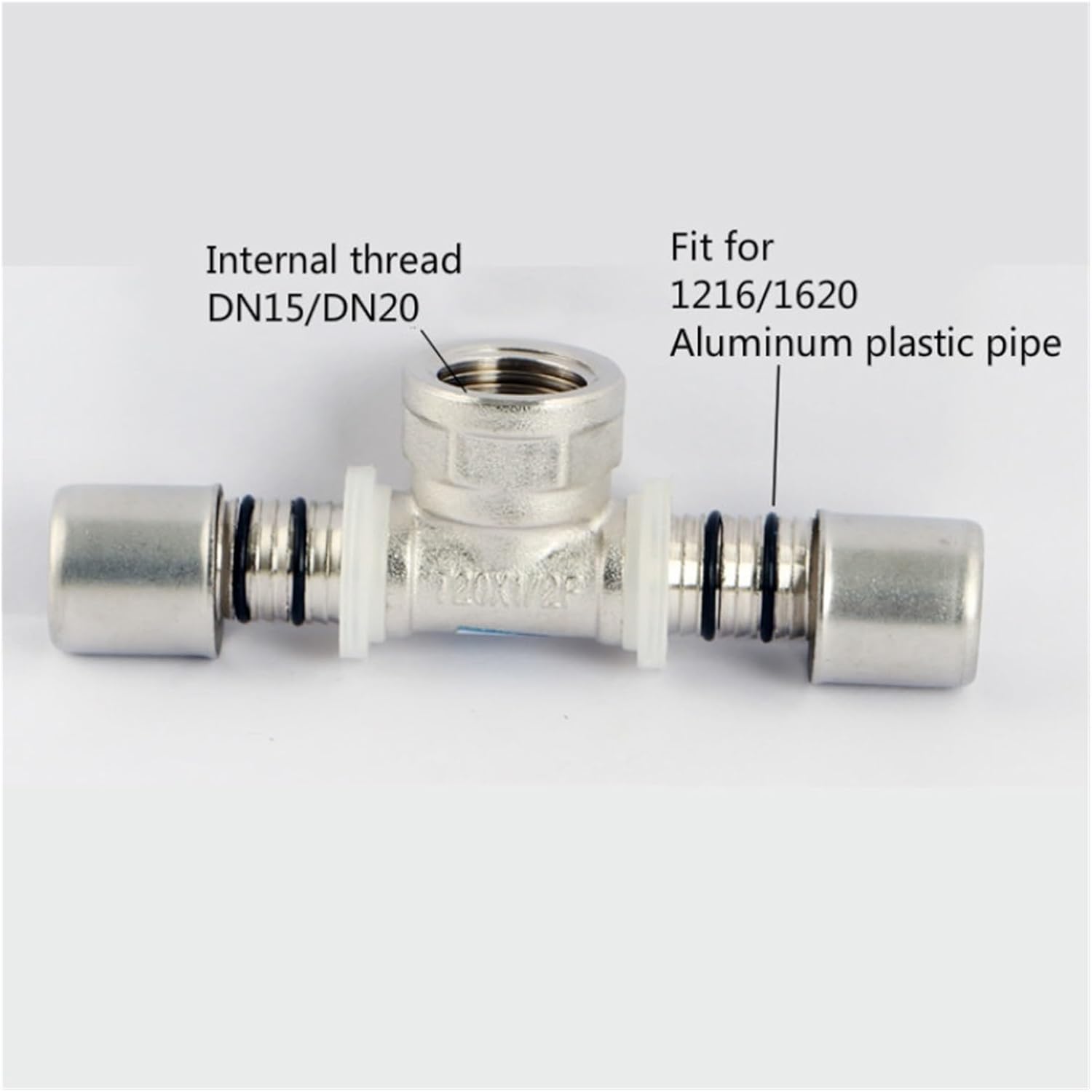 1216/1620*DN15/DN20 Female Thread Three-Way Joint Copper Bite Aluminium Composite Pipe Fittings Straight Tube (Color : 1620 DN20)