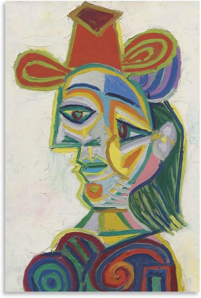 QSDTGHUIKP Bust of A Woman by Pablo Picasso Poster and Prints Abstract Canvas Painting Picasso Wall Art for Living Room Picture Decor 16x24inx1 Frameless