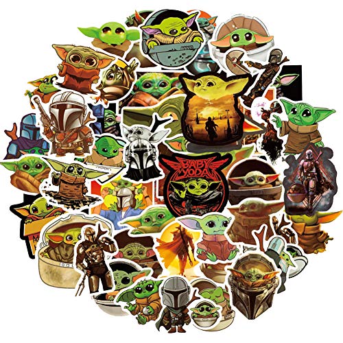 Baby Yoda Waterproof Vinyl Stickers Mandalorian Star Wars Stickers for Water Bottle Laptop Skateboard Car for Kids, 50Pcs