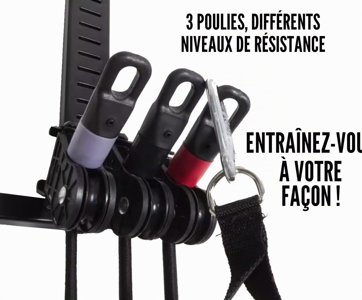Multistation de fitness pour porte avec poulies et élastiques – Gym complet à la maison, facile à installer, idéal pour tonifier les jambes, les bras et le dos – Entraînez-vous à n'importe quelle