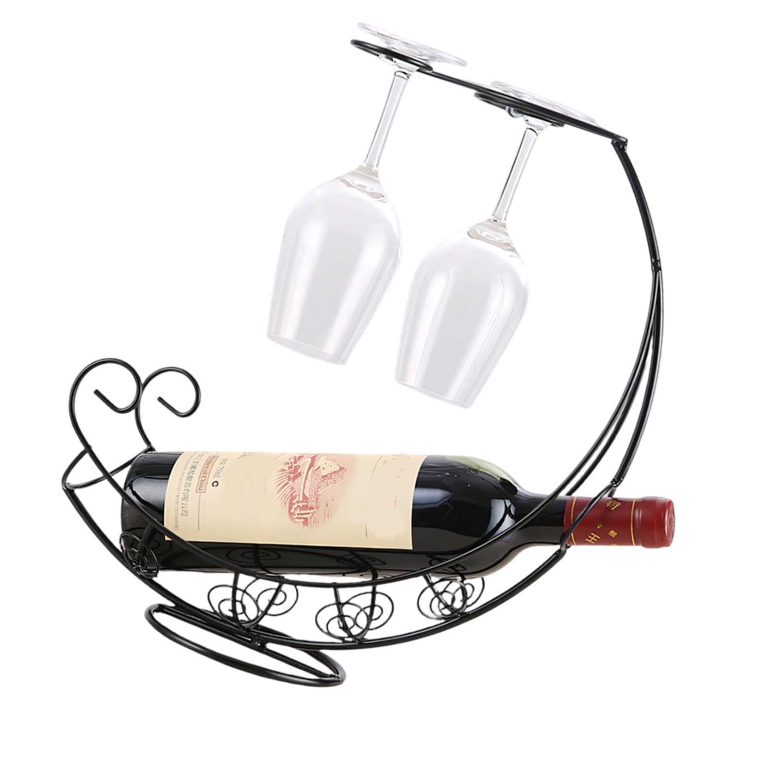 Tsophreniq Iron Pirate Boat Wine Bottle Holder with Nonslip Base for Tabletop Decorative Shelf Display Stand for Small Apartments Dining Room Deck
