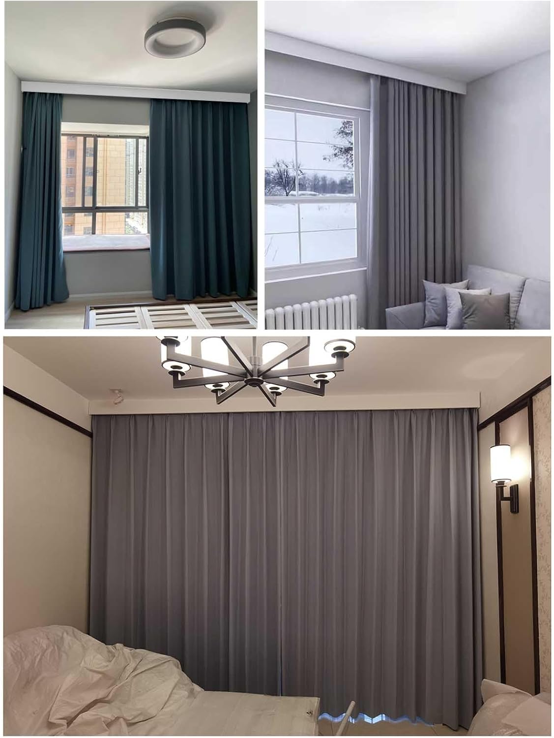 Aluminum Curtain Valance Track Rod - Adjustable Single Rail Drape Box Kit for Stylish Kitchen, Living Room & Bay Window - 3.6ft Length, Modern Design