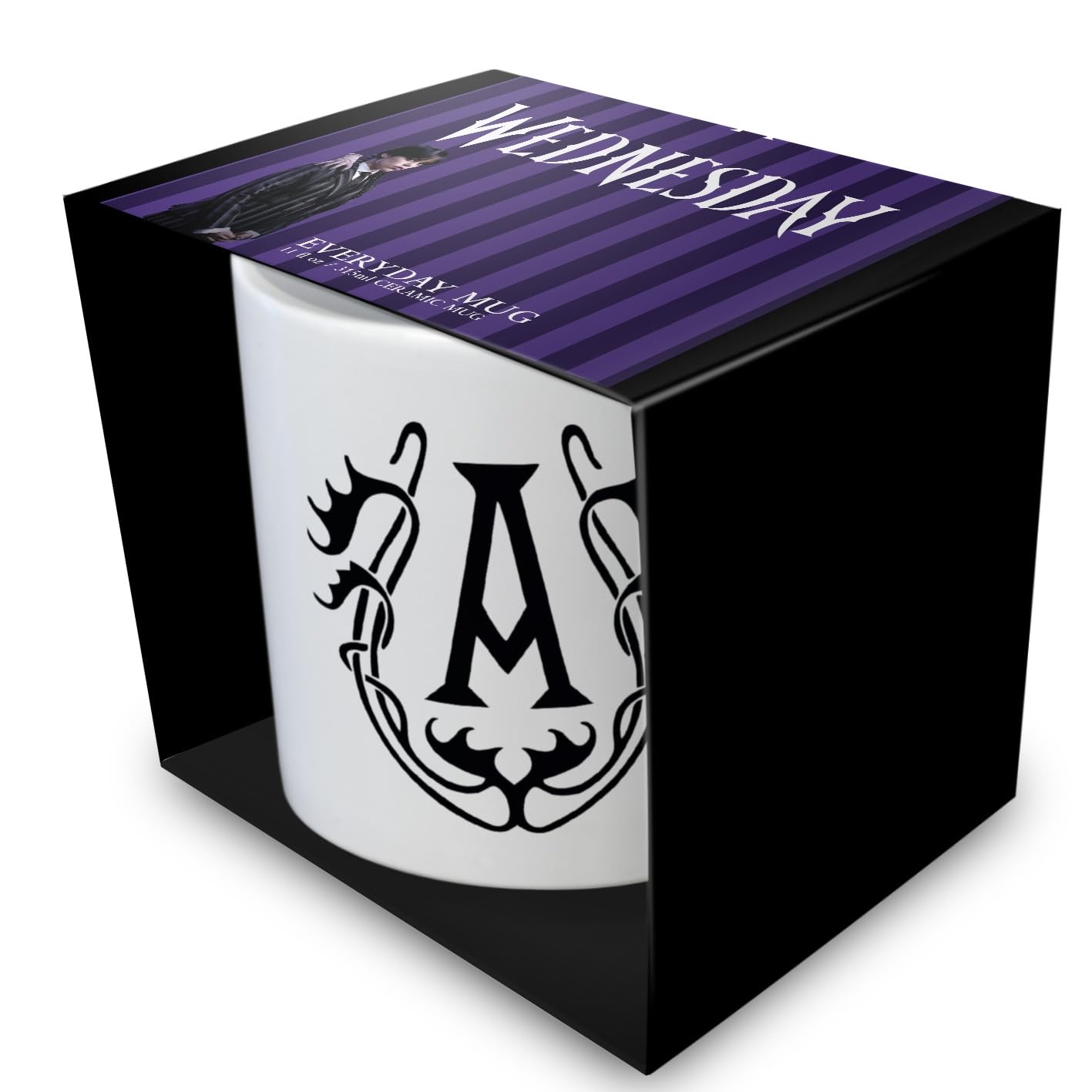 Pyramid International Wednesday Season 2 (Addams Family Crest) Premium Ceramic White Pod Mug 11oz / 315ml – Gothic Coffee Cup
