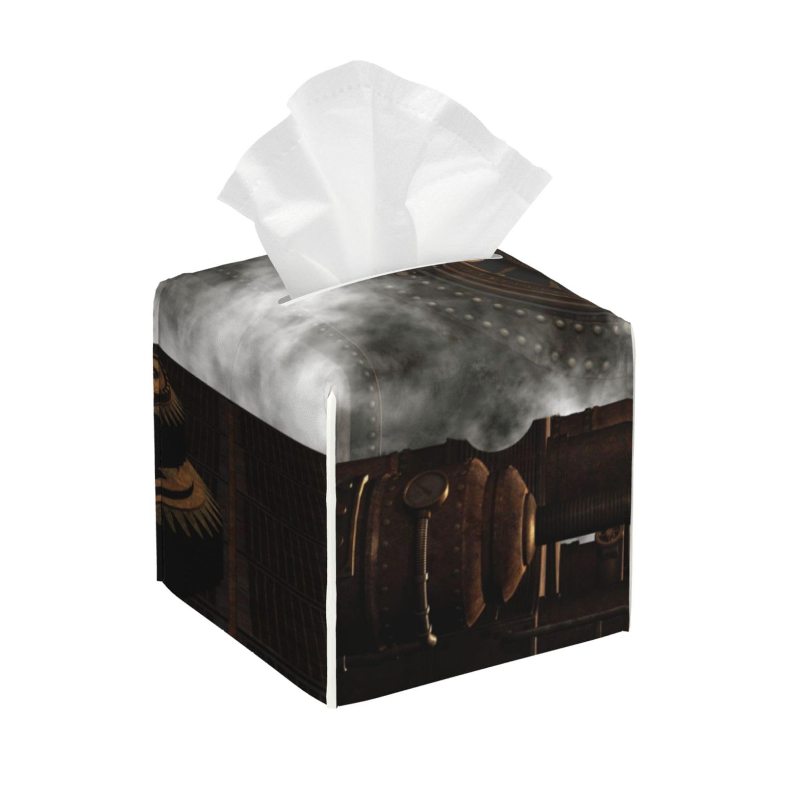3D Illustration of A Steampunk Background PVC Cube Tissue Pack for Home Office Bathroom Use