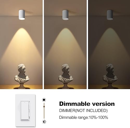 Miniatura 4 de Foco de techo LED de 3.1 pulgadas, cilindro regulable para interiores, 7 W, 3000 K, luz cálida CRI 97, luz blanca de aluminio para pasillo, pasillo,