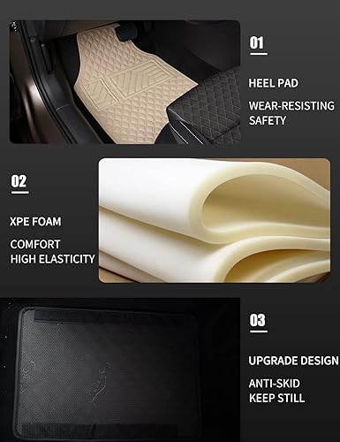 Miniatura 4 de LSXUANCHU Alfombrillas para automóvil, diseño de diamante, de piel sintética, almohadilla para el talón incorporada, elegantes alfombrillas para el