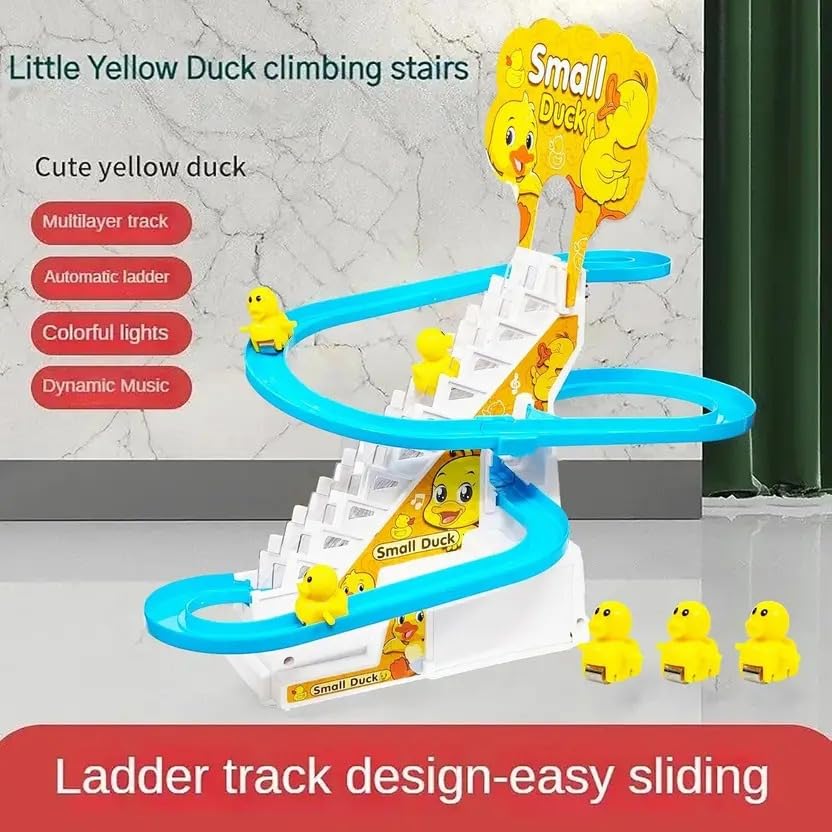 Image of Ducks Toys for Kids - Ducks Chasing Race Slide Game Set - Small Ducks Stair Climbing Toys for Kids, Escalator Toy with Lights and Music - 3 Duck Included (Ducks Slide)