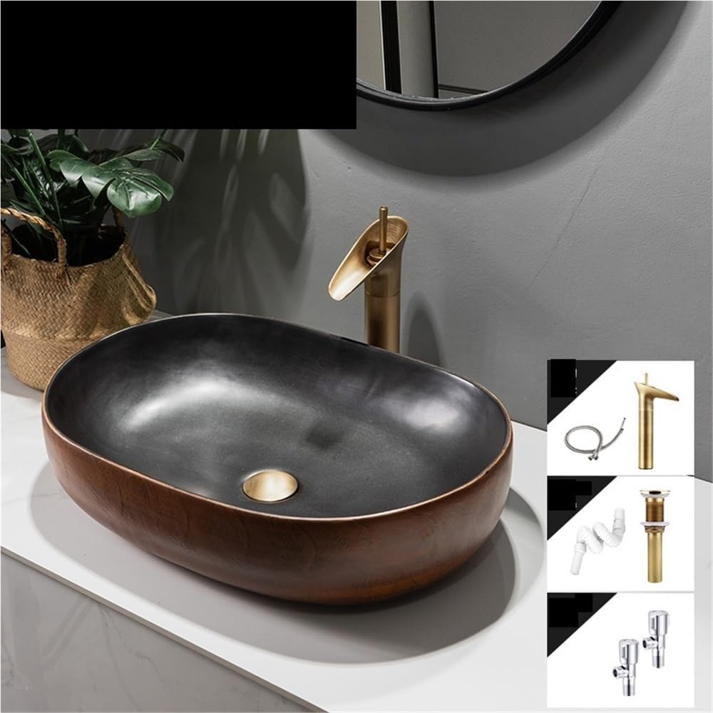 Lavello Bagno Lavandino da bagno in ceramica in stile retrò, adatto for uso interno ed esterno
