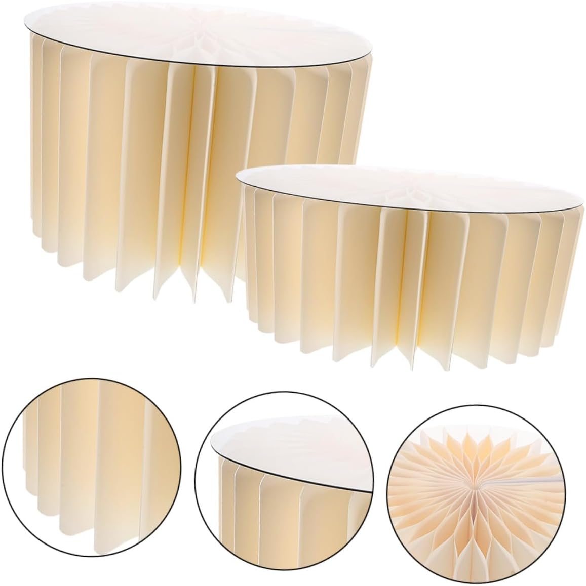 Zerodeko White Cylinder Pedestal Stands for Party Decor, 2pcs Foldable Paper round Display Stands 30cm Diameter and 20cm 40cm Heights, Cake and Dessert Table Centerpiece Decorations