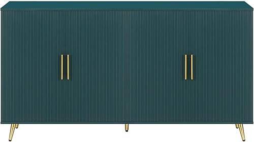 Miniatura 134 de Aparador moderno y elegante con patas y asas de metal dorado y estante ajustable, mesa consola clásica de 60 pulgadas, mesa de sofá, mesa de entrada