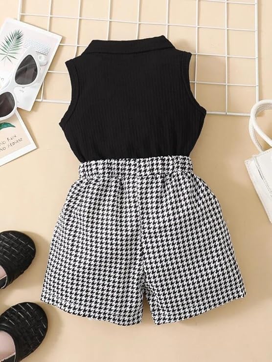 Image of Ninas Baby Girls Solid Cotton Blend Style Top and Shorts Set for kids (Black)