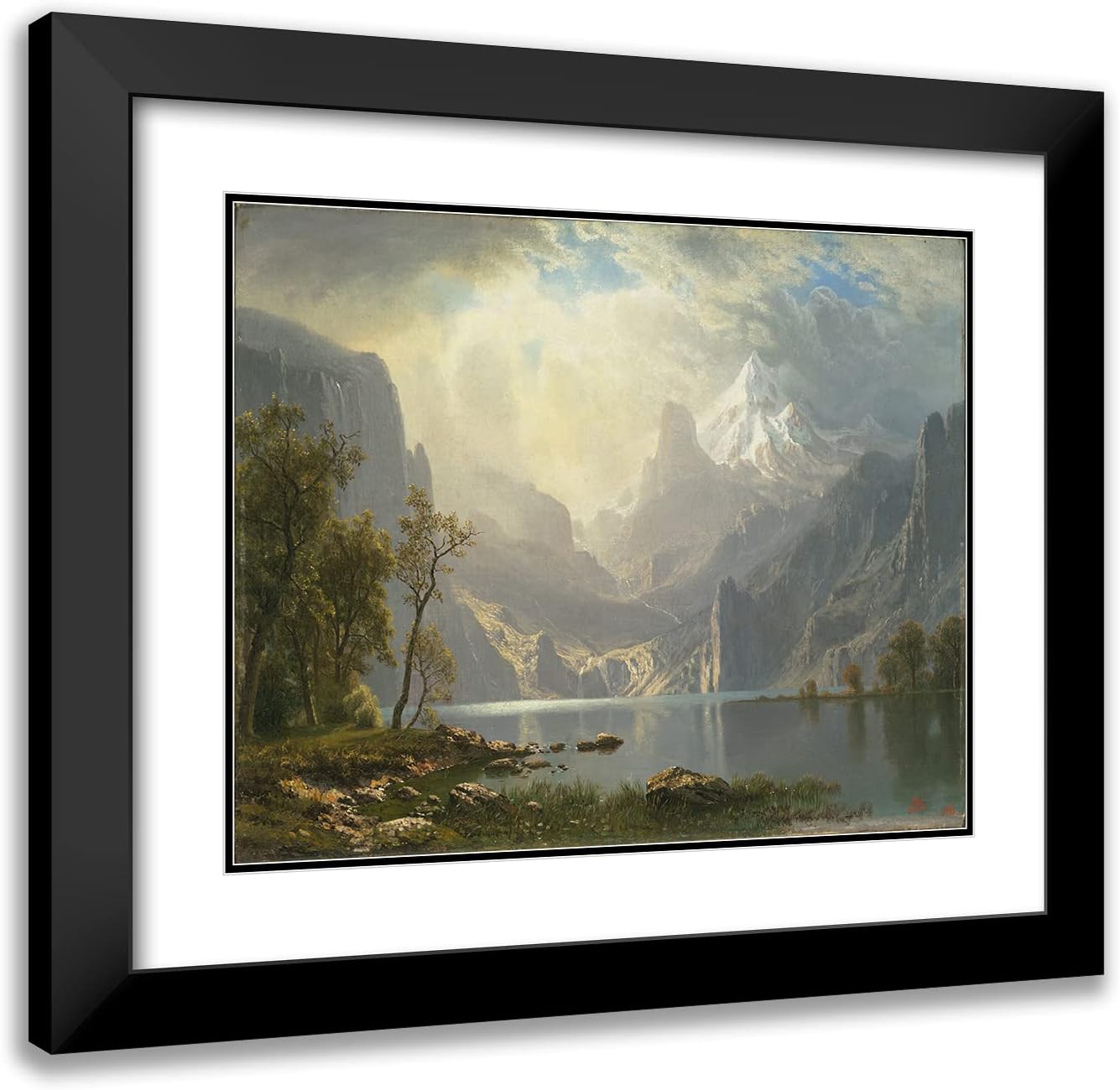 ArtDirect Albert Bierstadt 24x20 Black Modern Frame and Double Matted Museum Art Print Titled - In the Sierras (1868)
