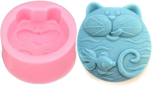 Miniatura 2 de Molde de jabón para gatos y peces de colores, molde de silicona para jabón hecho a mano, barra de loción, bomba de baño, yeso de París (color