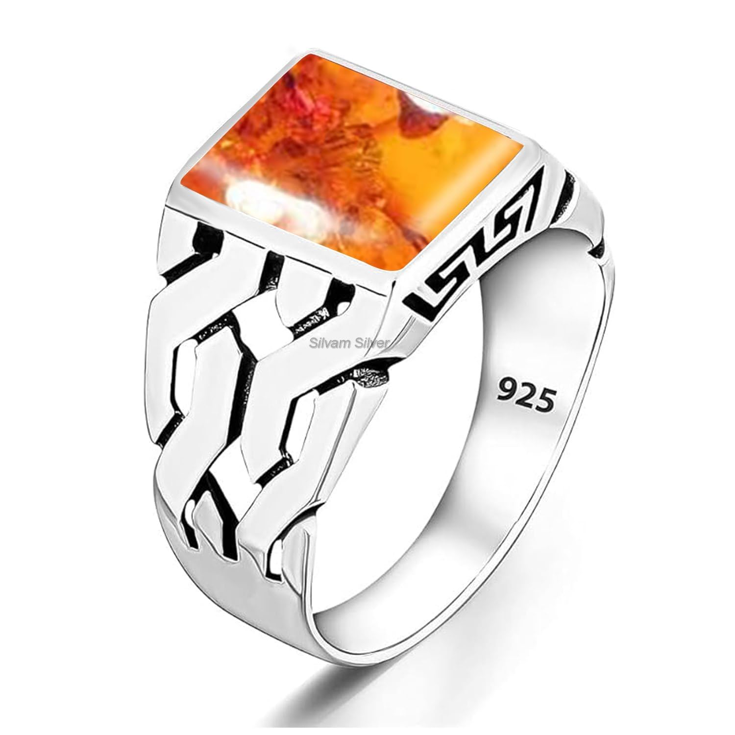 Solid 925 Sterling Silver Rectangle Shape Gemstone Men Signet Rings, Beautiful Handcrafted Anniversary, Christmas Gift for Fathers, Son, Boyfriend, Friend - Image 7