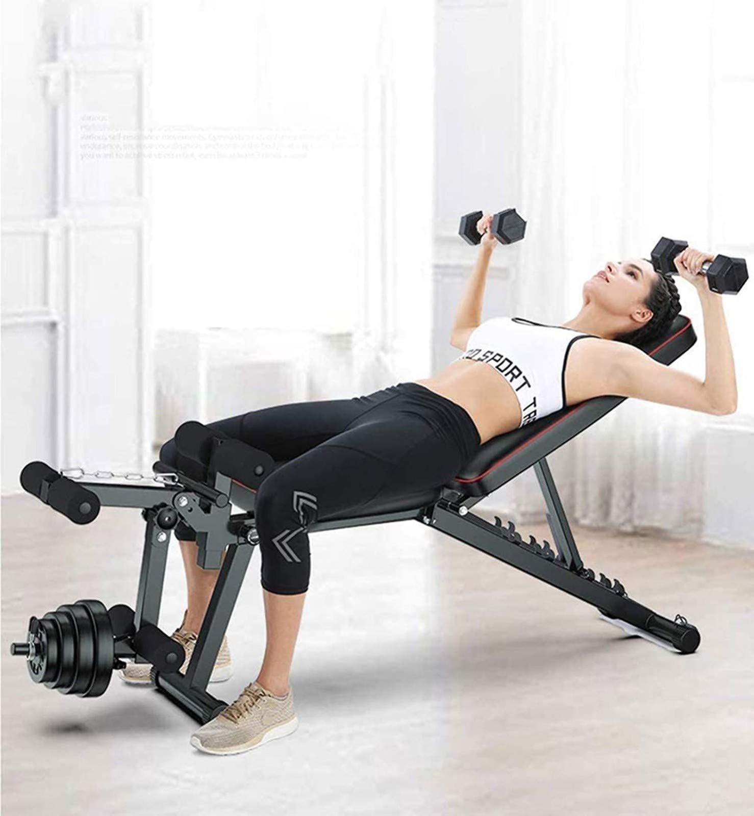 Sprzęt Fitness Wielofunkcyjna Ławka Do Ćwiczeń Brzucha, Regulowana Ławka Do Hantli, Sprzęt Do Ćwiczeń Domowych Z Prostowaniem I Zginaniem Nóg, Trening