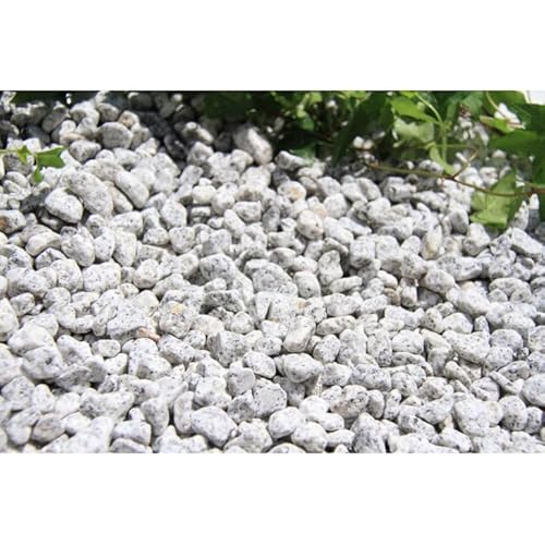 正宇トレードLLC 彩美 特選 天然花崗岩 和風御影玉砂利 5分(15-20mm) (白 グレー, 1kg)