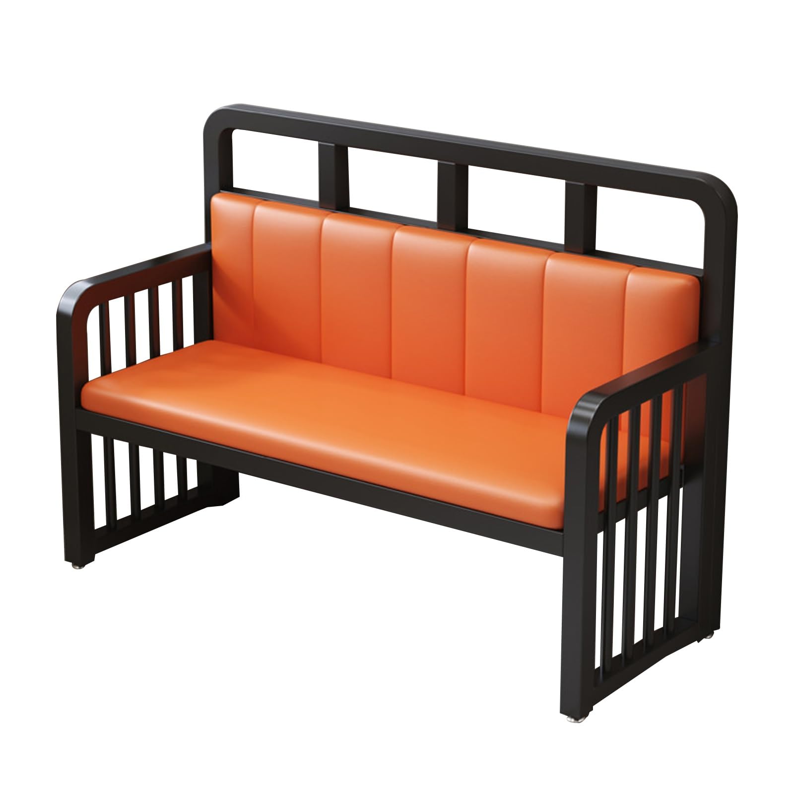 Sillón de Espera de Cuero con Estructura de Acero Inoxidable, Banco de Recepción con Reposabrazos, Ideal para Oficinas, Vestíbulos, Hospitales y Salones de Belleza(70.8in/180cm)