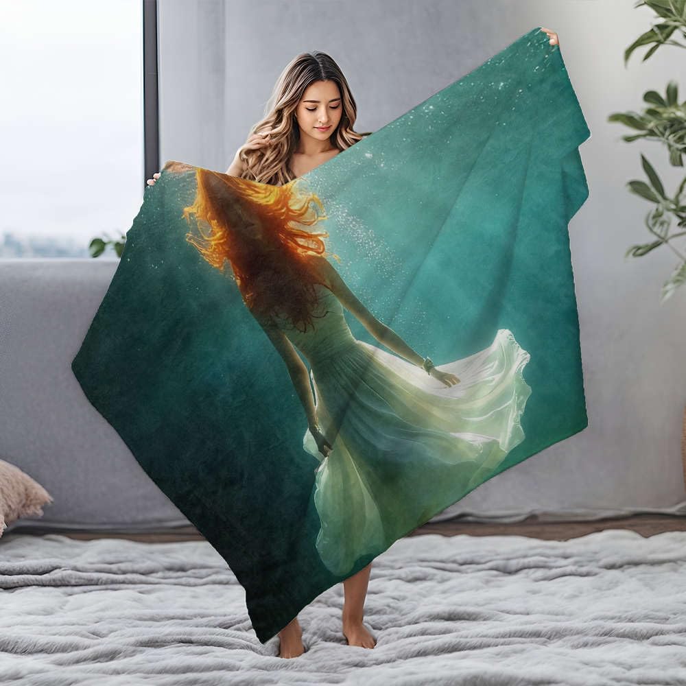 Couverture douce flanelle femme sous l'eau jeté canapé imprimé design salon 125x150