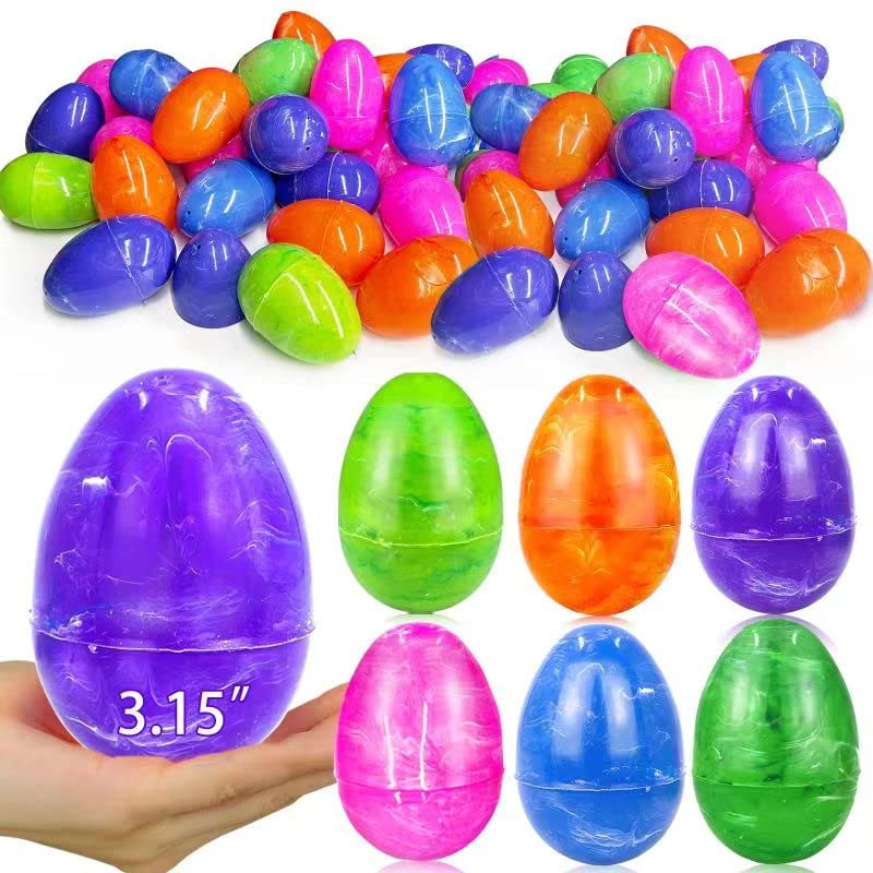 TURNMEON 72 Pcs 3.15" Galaxy Large Easter Eggs Bulk Empty Plastic Fillable for Filling Treats, Easter Eggs Hunt, Easter Basket Stuffers Fillers, Easter Party Favor, Classroom Prize Supplies