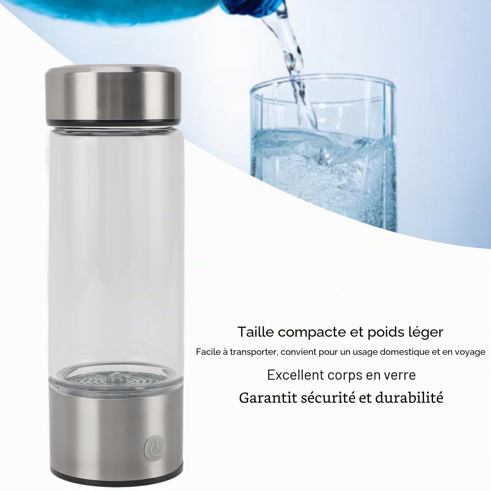 Bouteille D'eau Ionisée à L'hydrogène de 420 Ml, Bouteille de Générateur D'hydrogène de Niveau 800 à 1200 PPB, Tasse de santé de Générateur de Machine D'ionisation D'eau Portable