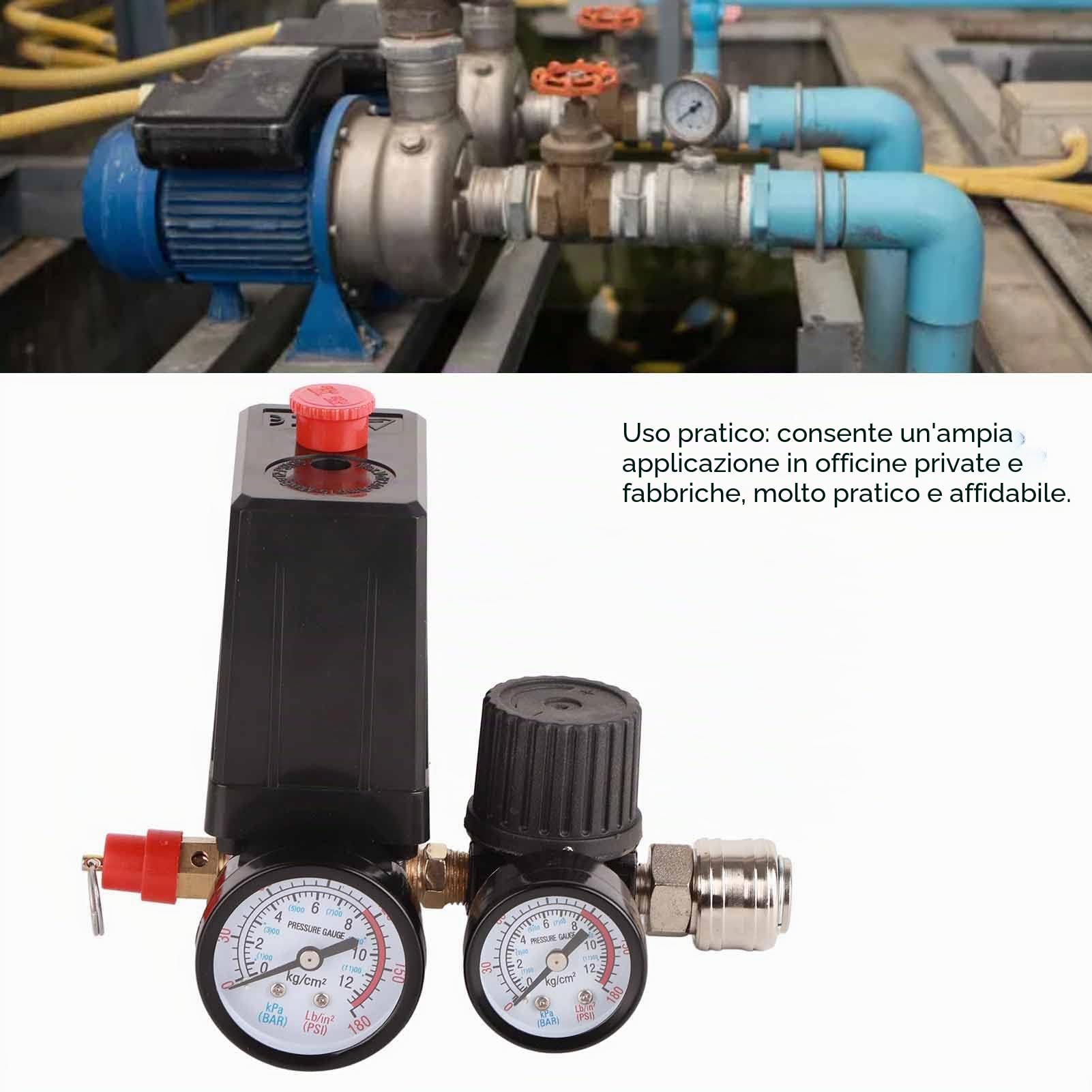 Regolatore Pressione per Compressore 1/4 Pollice 90-120PSI, 220V
