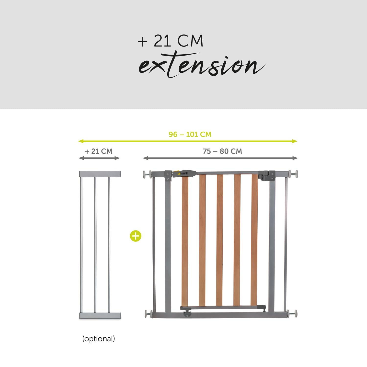 Hauck Estensione Cancelletto per Bambini 21 cm Woodlock Safegate Compatibile Stop N Safe 2 Metallo Grigio