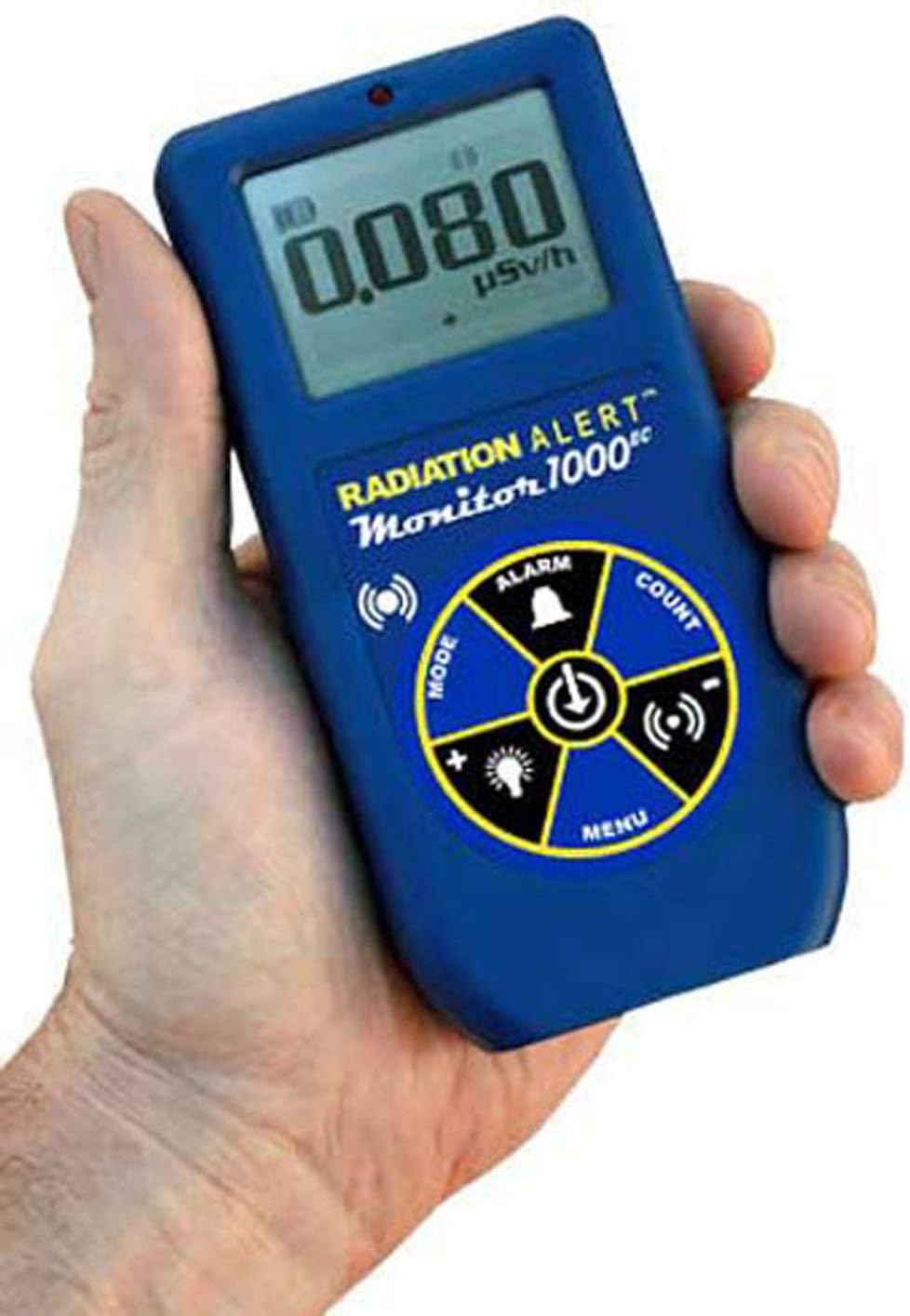 Monitor 1000EC Nuclear Radiation Detector Geiger Counter Detects Gamma and Xrays Energy Compensated GM Detector Protective Boot, Blue Enclosure with Black Protective Boot