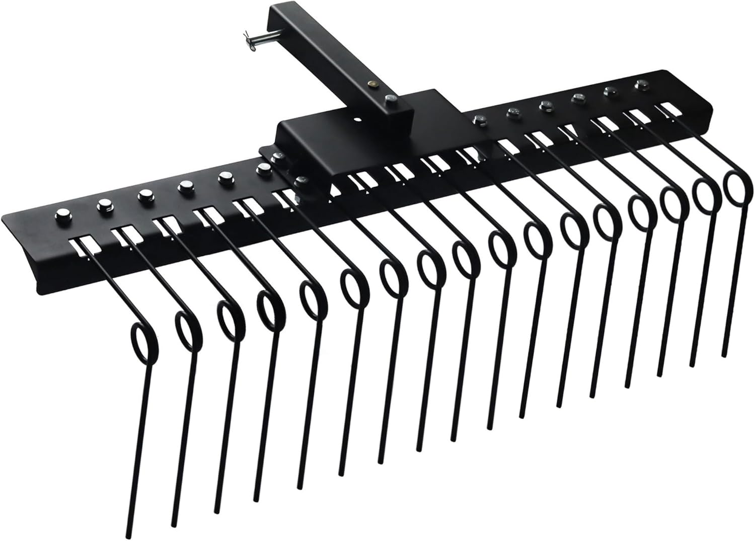 48" Durable Pine Straw Rake Steel Spring Landscape Rake Fits 2" Receiver for Lawn Tractors or ATV/UTV Black