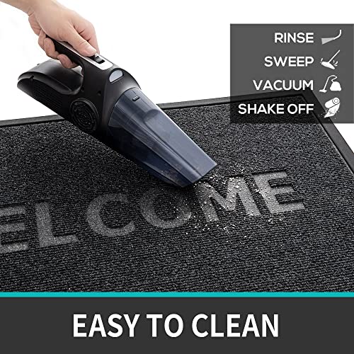 DEXI Front Door Mat Outdoor, 45 x 75 cm Non Slip Heavy Duty Doormat, Stain and Fade Resistant Welcome Mat, Low Profile Easy Clean Floor Mats for Patio, Entryway, Entrance, Grey